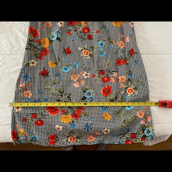 Zara Checkered & Floral Off The Shoulder Dress - Picture 9 of 9